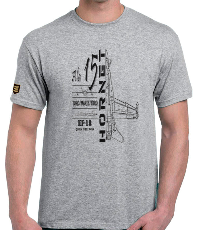 Camiseta Ala 15 EF-18 Hornet profile - Color gris vista frontal