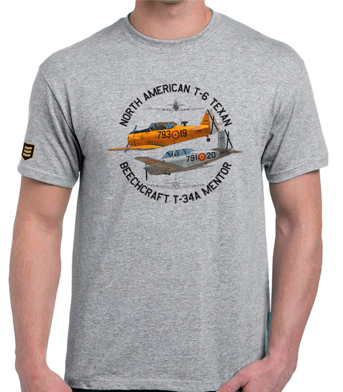Camiseta militar formación T-6 Texan y Mentor color gris vigore - Aviación militar entrenamiento pilotos