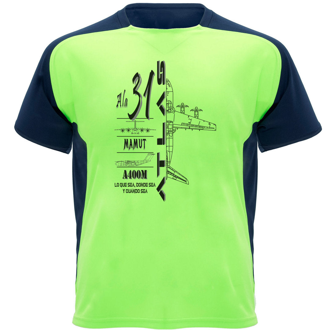 Camiseta técnica verde fluor Ala 31 A400M - diseño perfil Atlas Mamut