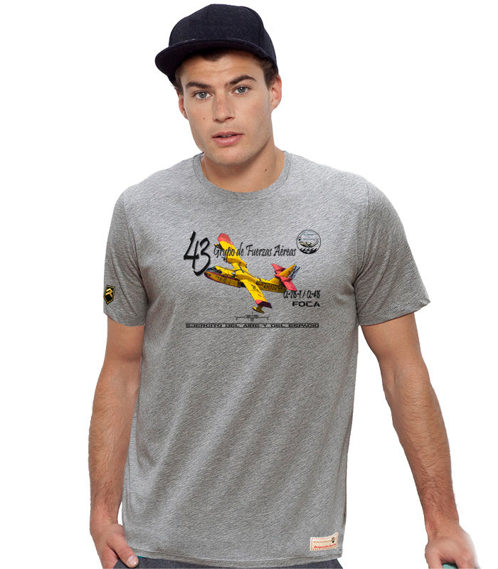 Camiseta Militar Foca 43 Grupo Ejército del Aire gris jaspeado - Extinción incendios CL-215