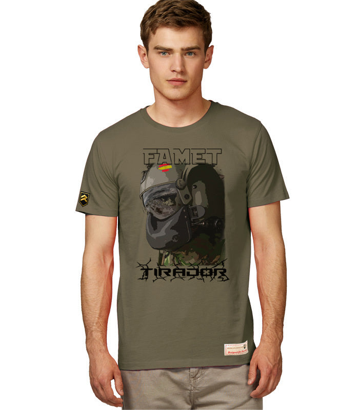 Camiseta militar Tirador FAMET caqui con diseño auténtico de las Fuerzas Aeromóviles del Ejército de Tierra español