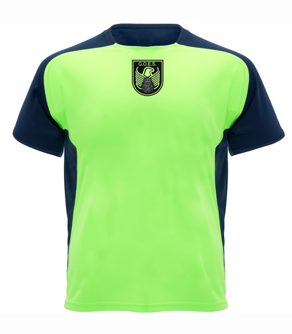 Camiseta técnica verde fluor GOES - diseño Grupo Operaciones Especiales