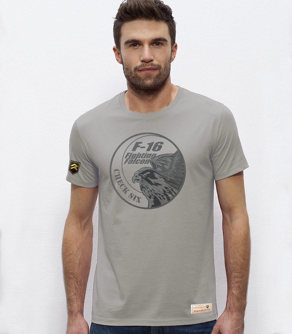 Camiseta F-16 Fighting Falcon premium gris - Caza multirrol USAF OTAN