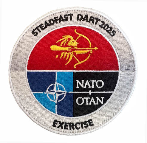 Parche bordado OTAN STEADFAST DART 2025 9cm con velcro. Ejercicio defensa aérea y respuesta rápida. Edición conmemorativa. Alta calidad