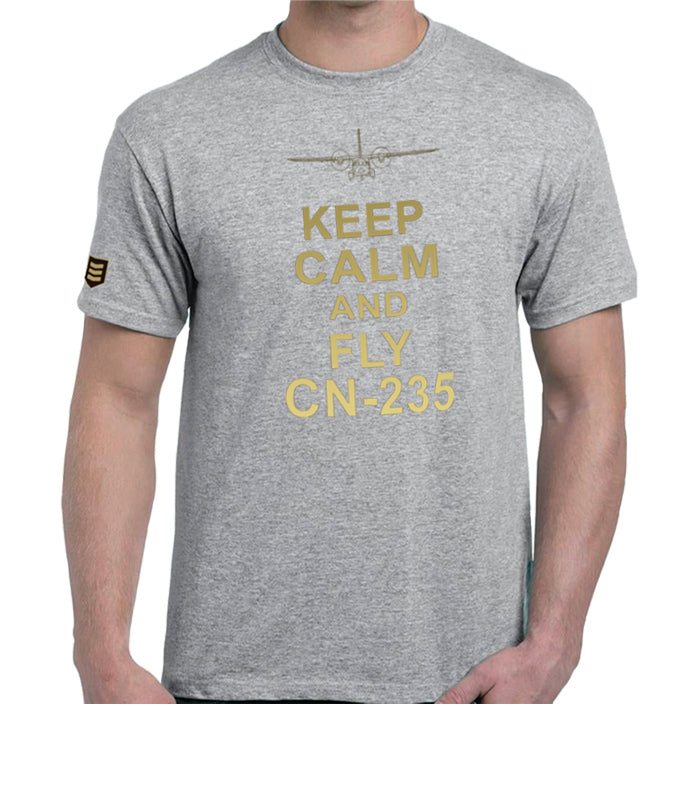 Camiseta KEEP CALM CN-235 color gris vigore - Regalo aviación militar CASA CN-235