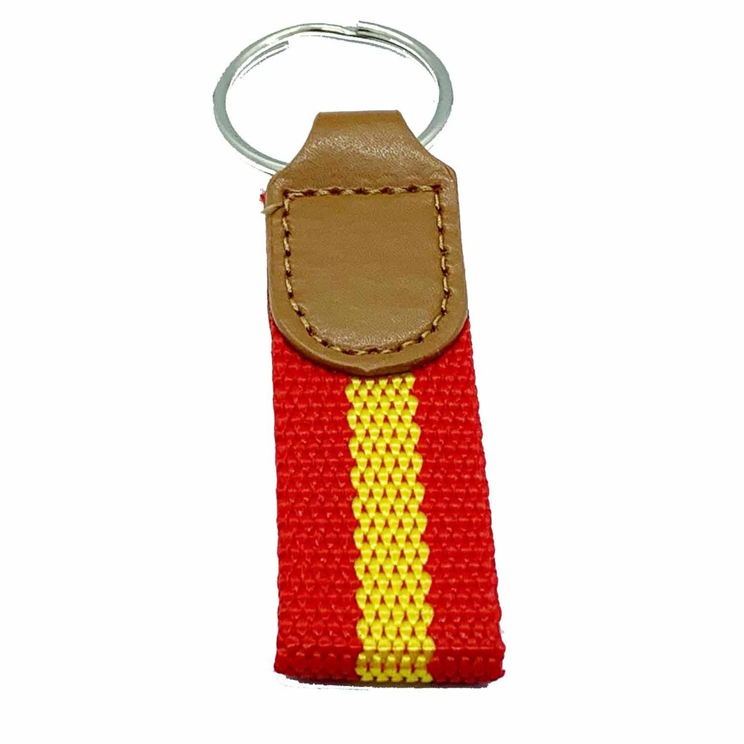 Llavero cinta cuero auténtico España con bandera española