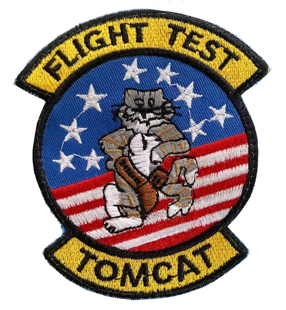 Parche bordado FLIGHT TEST TOMCAT de 9,8x8,5cm con velcro - F-14 Tomcat Navy Strike Fighter Tactics TOP GUN