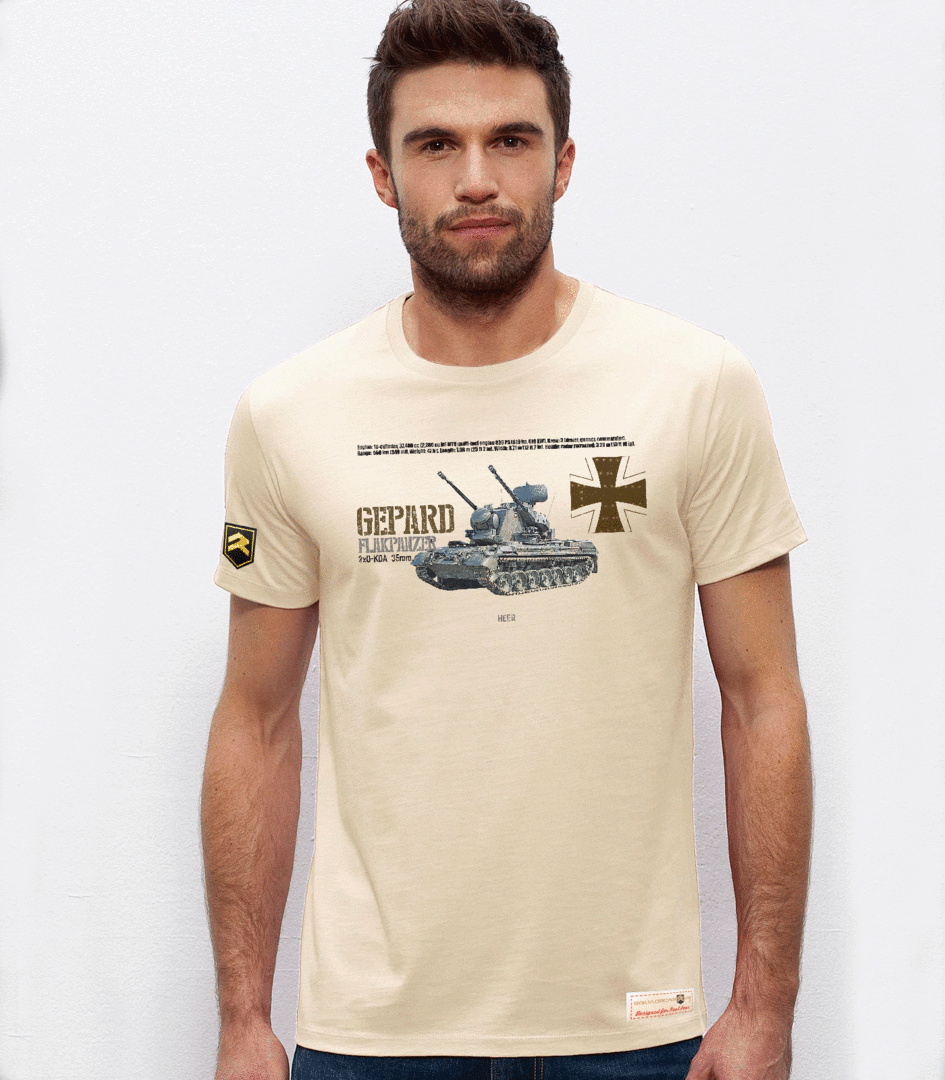 Camiseta PREMIUM Flakpanzer Gepard arena - Defensa antiaérea Bundeswehr algodón orgánico certificado
