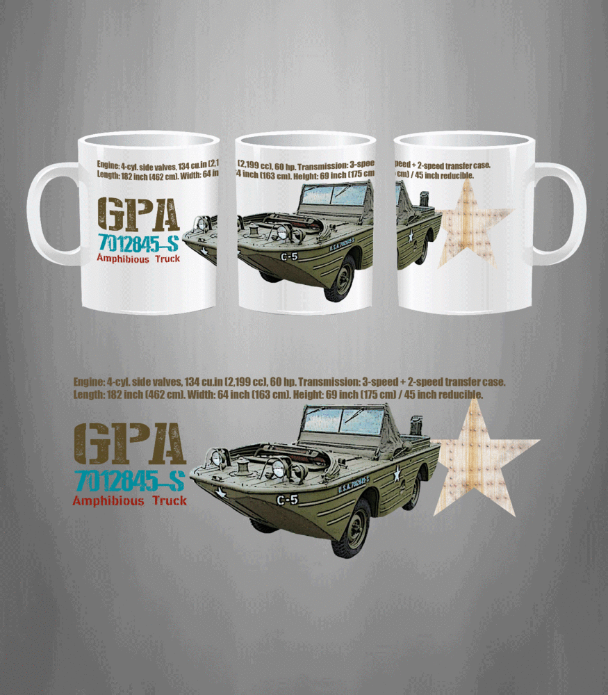 Taza WWII Ford GPA vehículo anfibio militar - Diseño exclusivo cerámica premium