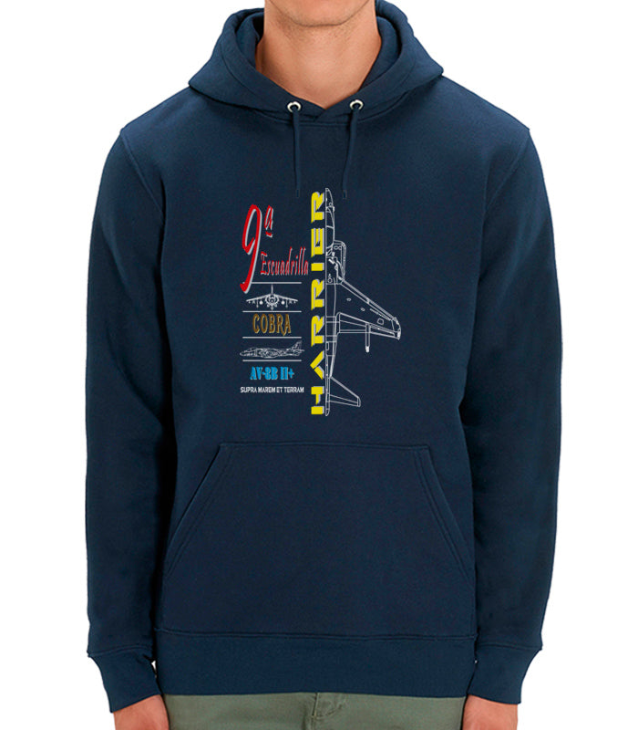 Sudadera 9ª Escuadrilla Harrier Cobra Profile azul marino Armada Española aviación naval