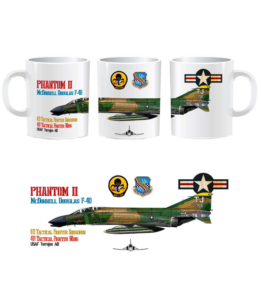 Taza cerámica RF-4C Phantom II 613 Escuadrón Base Aérea Torrejón Ejército del Aire español 330ml