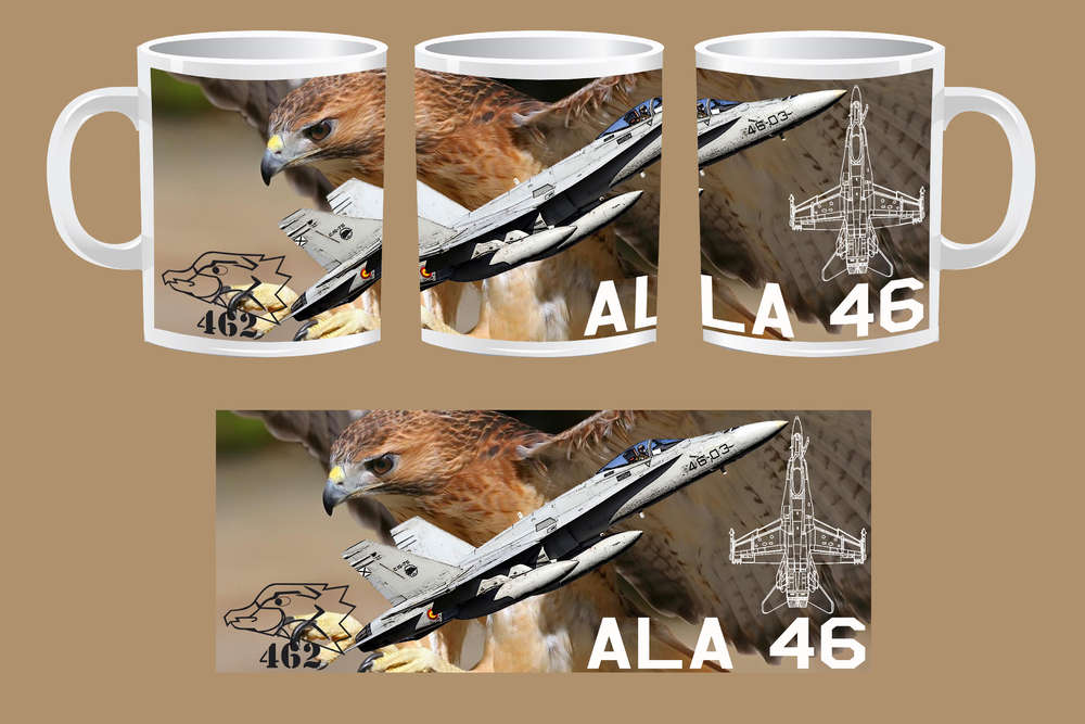 Taza cerámica Ala 46 Ejército del Aire Base Aérea Gando aviación transporte española 330ml