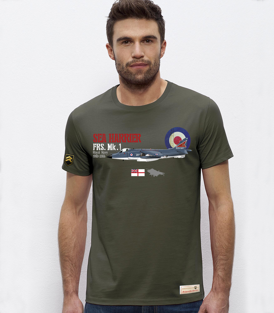 Camiseta Sea Harrier Royal Navy premium caqui - British Aerospace STOVL aviación naval