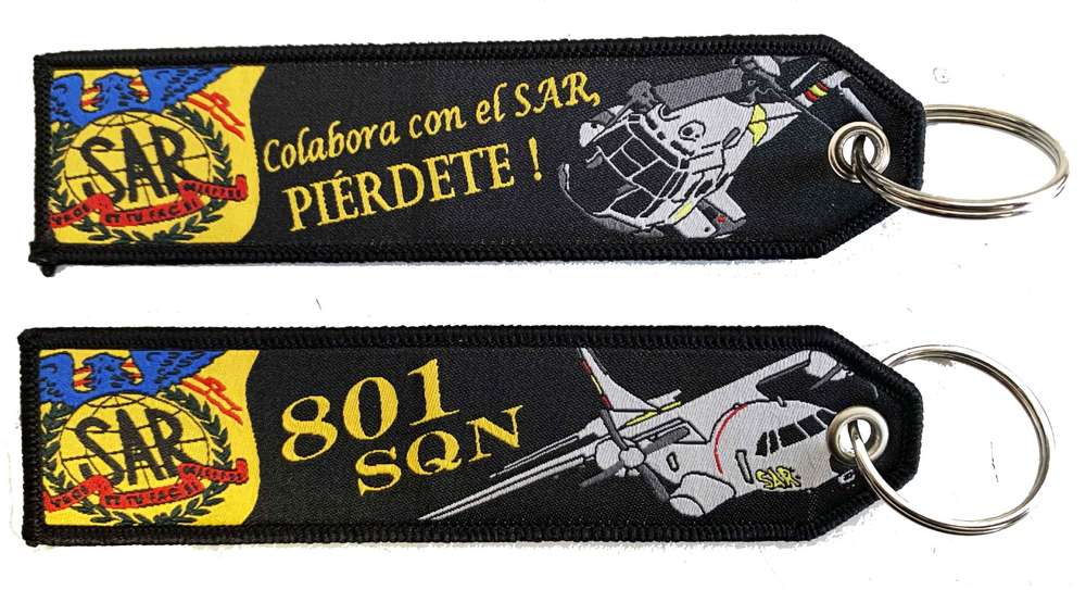Llavero tejido 801 Escuadrón SAR búsqueda y rescate - Super Puma Ejército del Aire 14x3,5cm