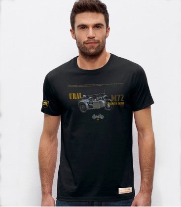Camiseta Ural M-72 WWII Premium color negro - Diseño motocicleta soviética histórica sidecar
