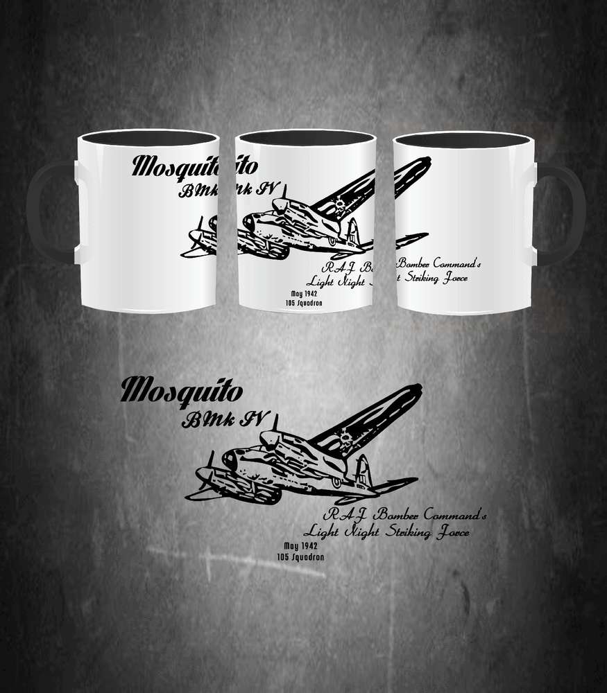 Taza cerámica De Havilland Mosquito Mk IV RAF WWII bombardero británico 330ml