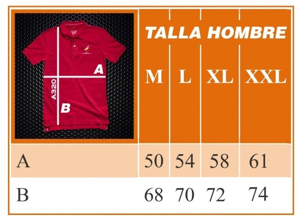 Guía de tallas polo Iberia aviación civil española algodón 100%