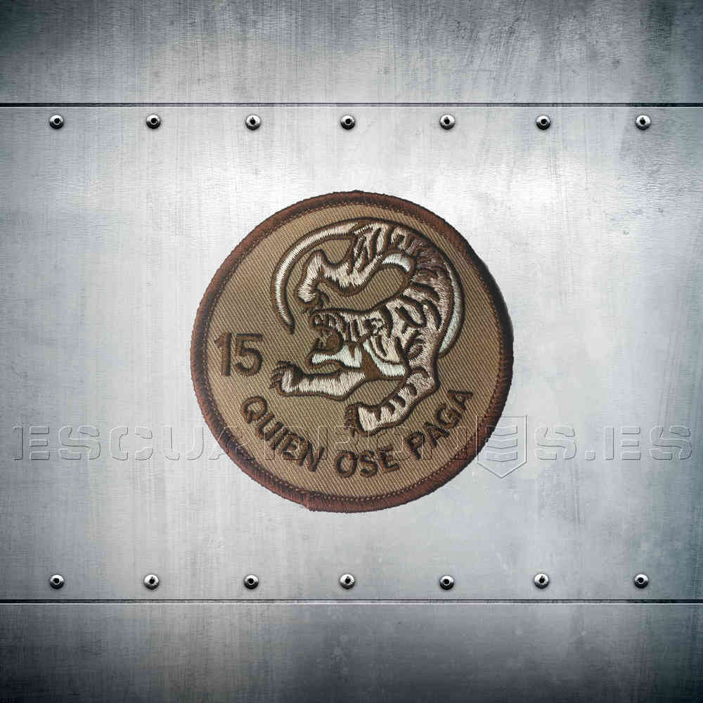 Parche bordado Ala 15 Quien Ose Paga patrón árido desértico 8cm - Insignia militar F-18 Hornet Ejército del Aire Zaragoza
