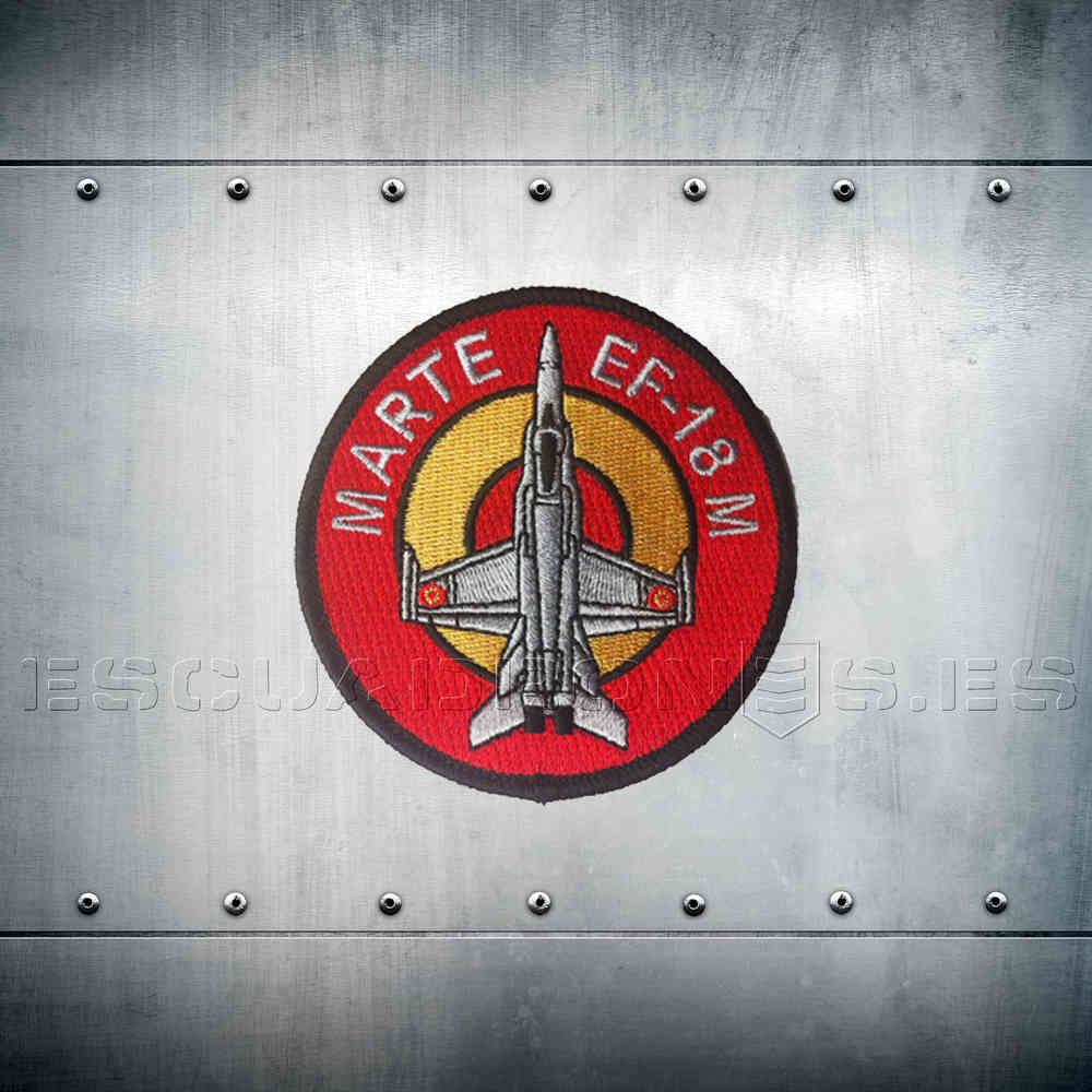 Parche bordado escarapela española EF-18 M MARTE - Emblema oficial modernización MLU aviación militar Ejército del Aire 8cm