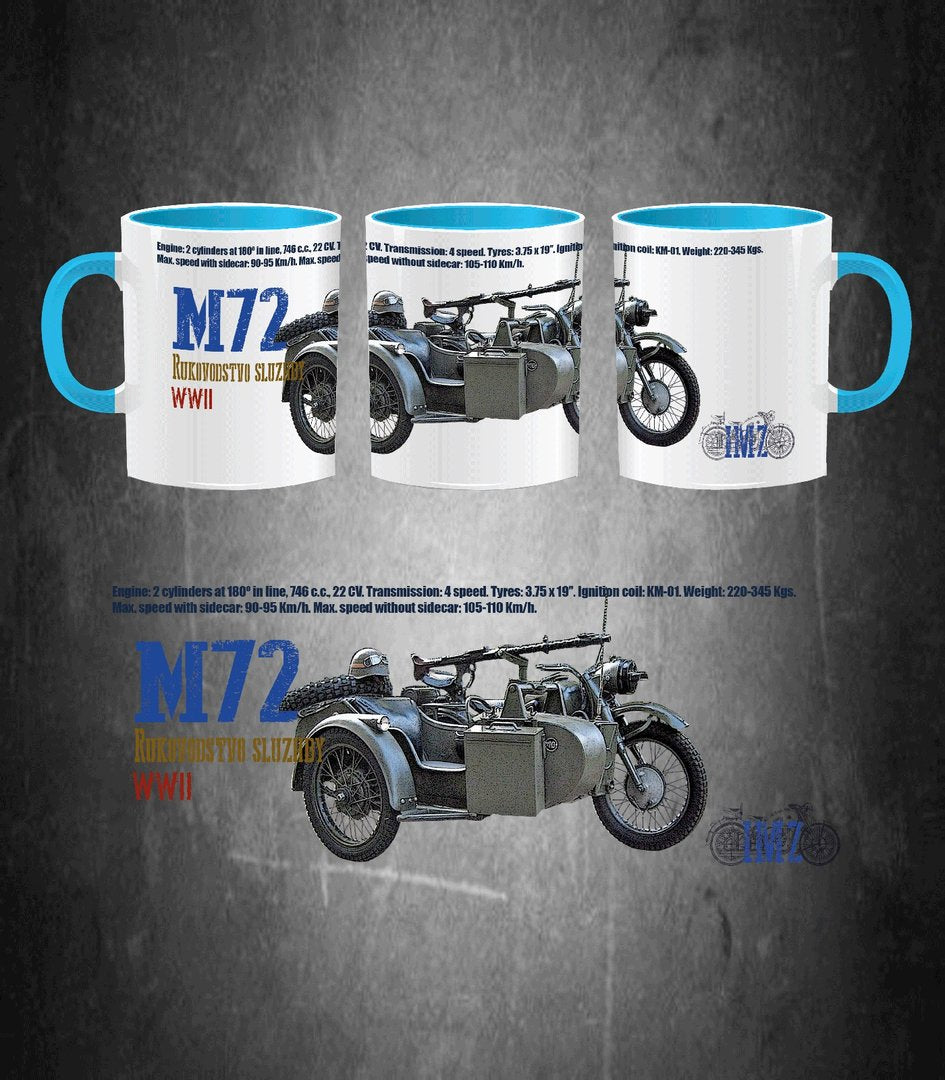 Taza cerámica motocicleta Ural M-72 Ejército Rojo WWII con sidecar 330ml