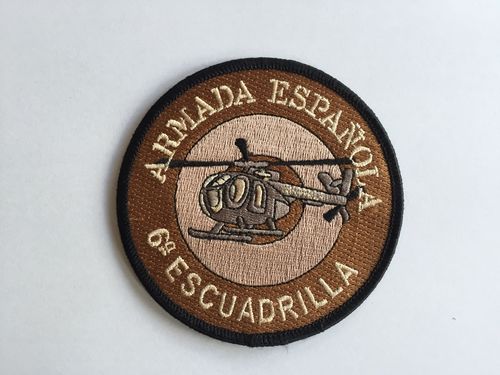 Embroidered patch 6ª Escuadrilla MD-500 desert rounded. Iron sticky back