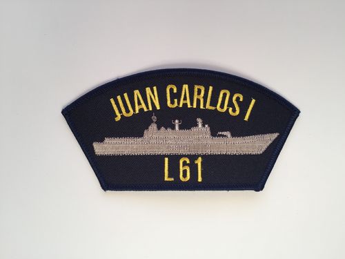 Parche bordado frontal Juan Carlos I, 13 cm, termoadhesivo