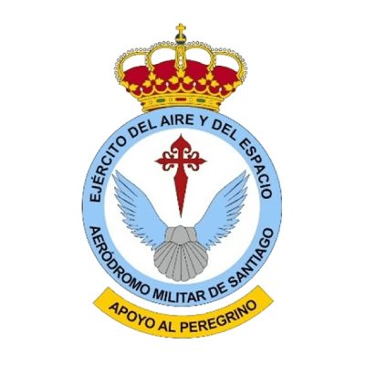 Insignia oficial del Aeródromo de Santiago - Ejército del Aire y del Espacio en Galicia con lema Apoyo al peregrino