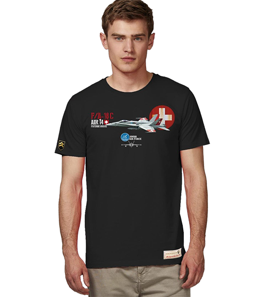 Camiseta F-18C Swiss Air Force Premium - Aviación militar suiza algodón orgánico
