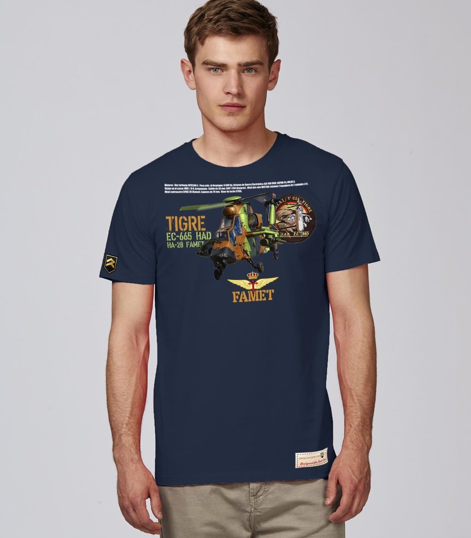 Camiseta EC-665 Tigre Premium azul marino - Helicóptero de ataque FAMET Ejército de Tierra
