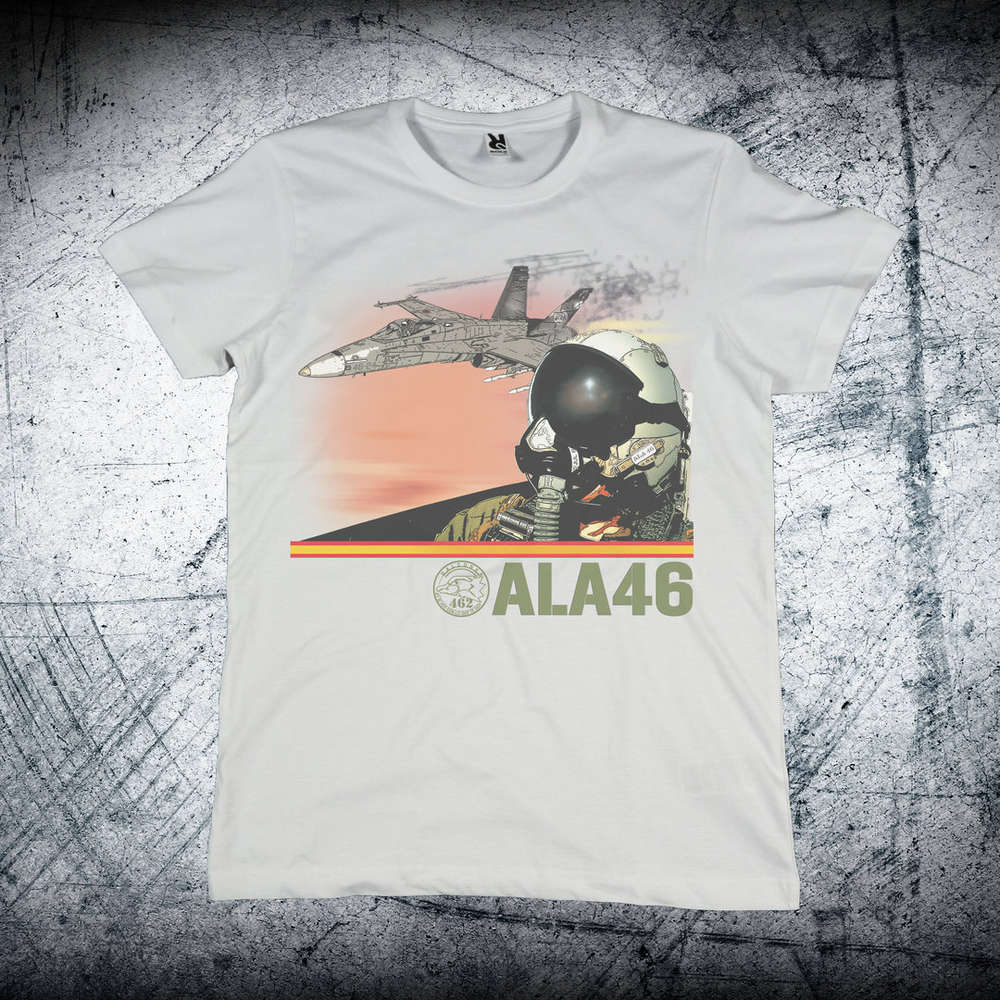Camiseta infantil blanca outlet Ala 46 casco piloto - talla 7-8 años
