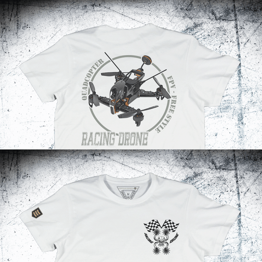 Camiseta Racing Drone - Color Blanco - Diseño Exclusivo Pilotos FPV

