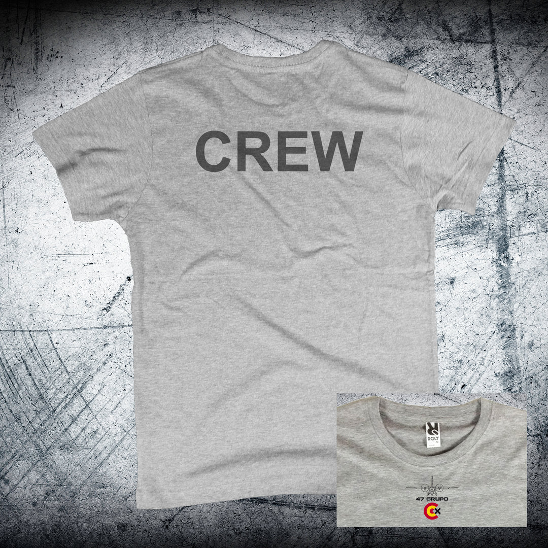 Camiseta 47 Grupo Trasera Crew C-212 Aviocar - Color Gris Vigore - Aviación Militar Española Premium
