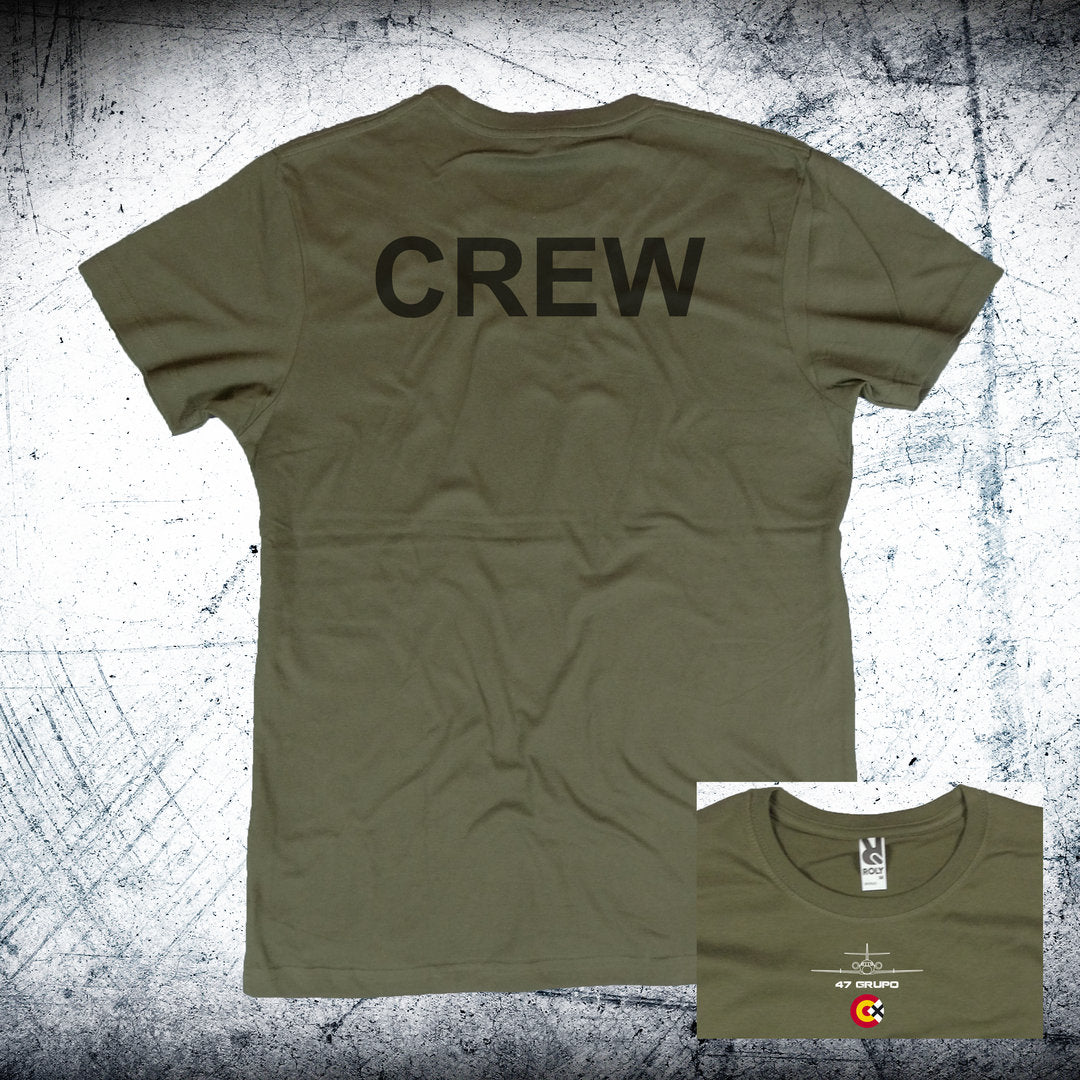 Camiseta 47 Grupo FALCON Diseño Trasera CREW color caqui - Tripulación aviación militar Ejército del Aire
