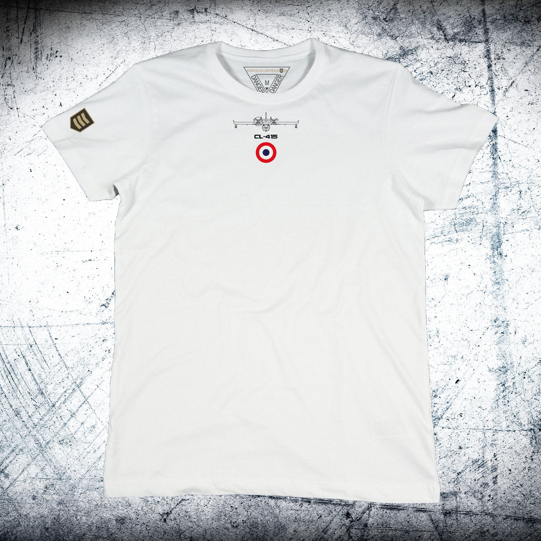 Camiseta BOMBARDIER CL-415 SECURITE CIVILE Escarapela y avión en cuello