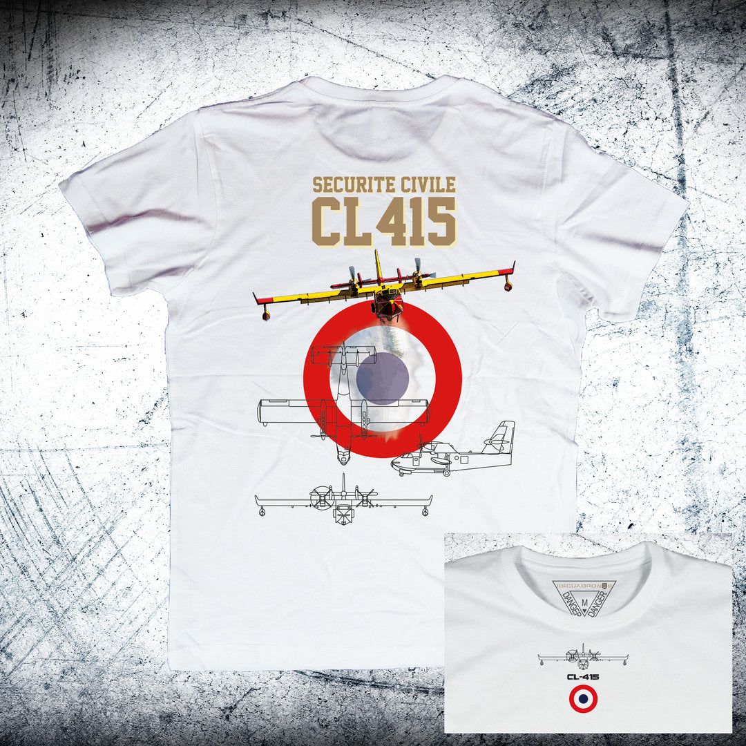 Camiseta BOMBARDIER CL-415 SECURITE CIVILE Escarapela atrás