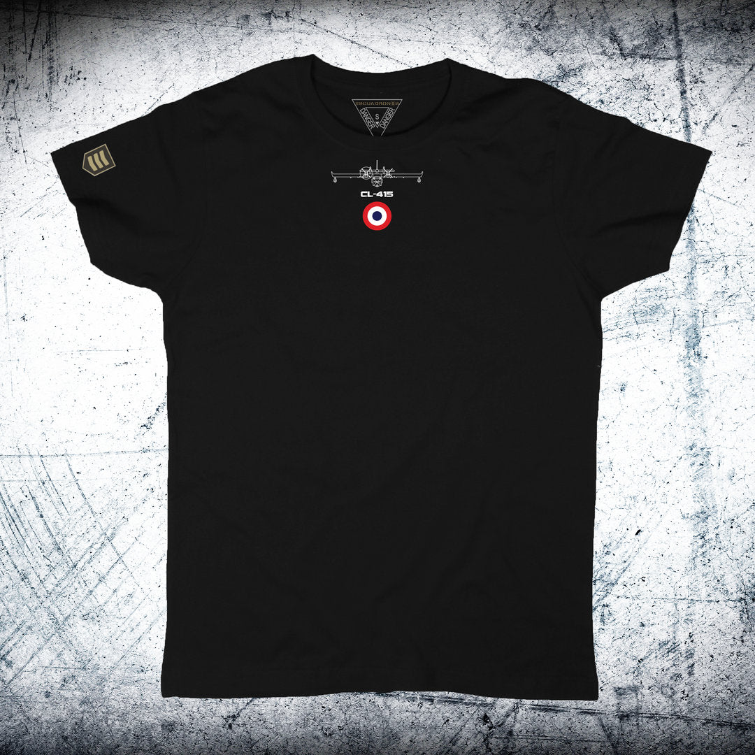 Camiseta BOMBARDIER CL-415 SECURITE CIVILE Escarapela y avión en cuello