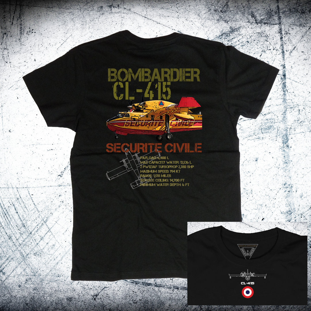 Camiseta BOMBARDIER CL-415 SECURITE CIVILE Ordnance atrás