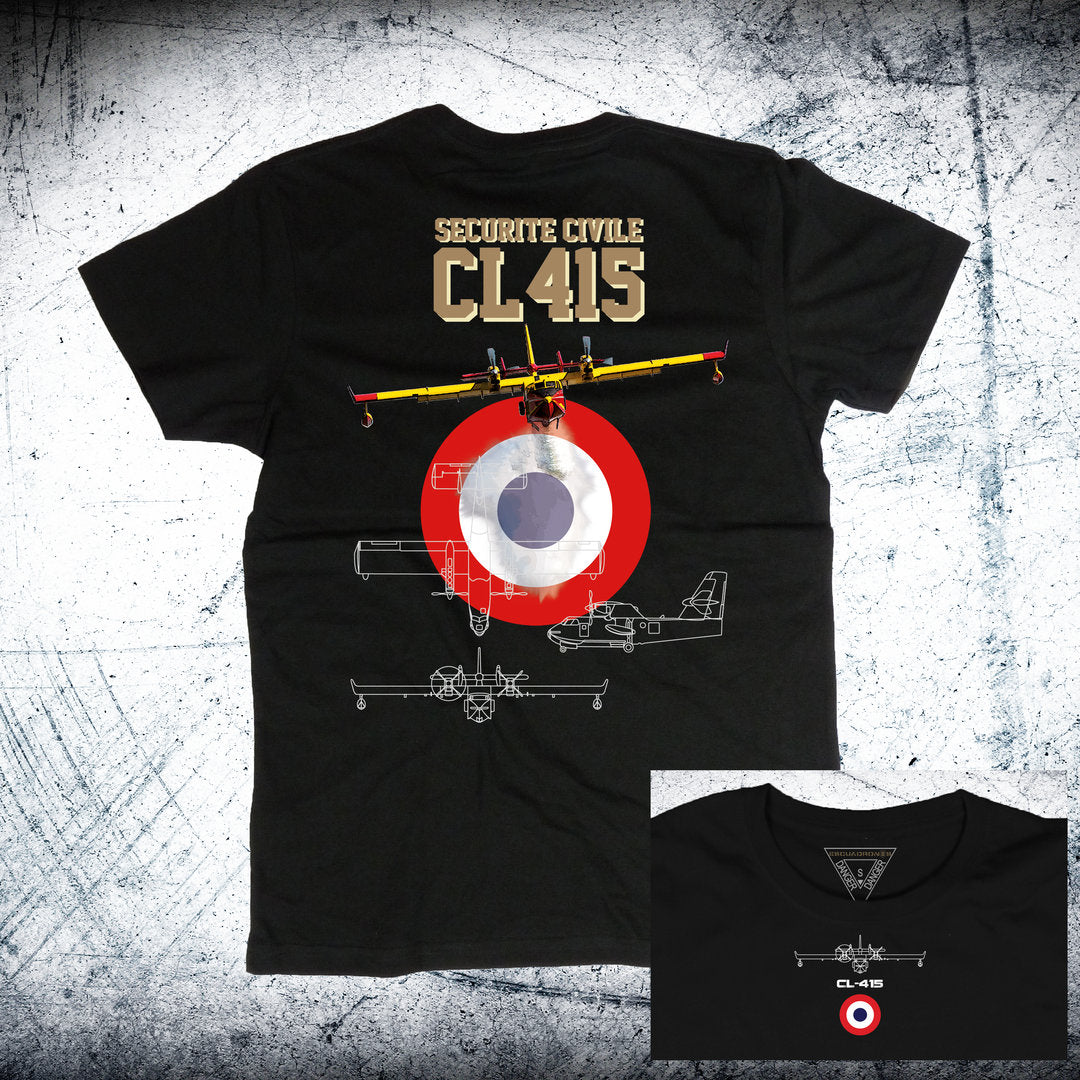 Camiseta BOMBARDIER CL-415 SECURITE CIVILE Escarapela atrás
