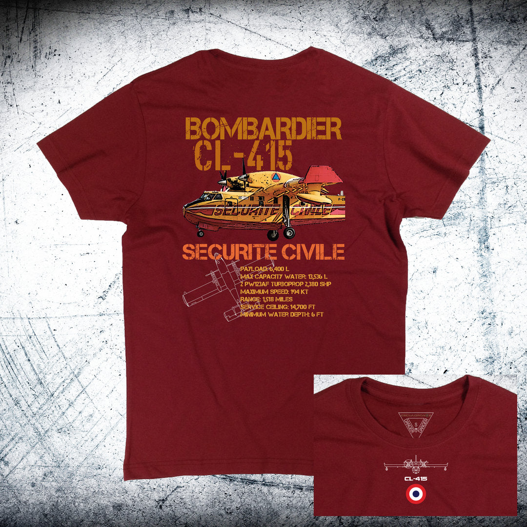 Camiseta BOMBARDIER CL-415 SECURITE CIVILE Ordnance atrás