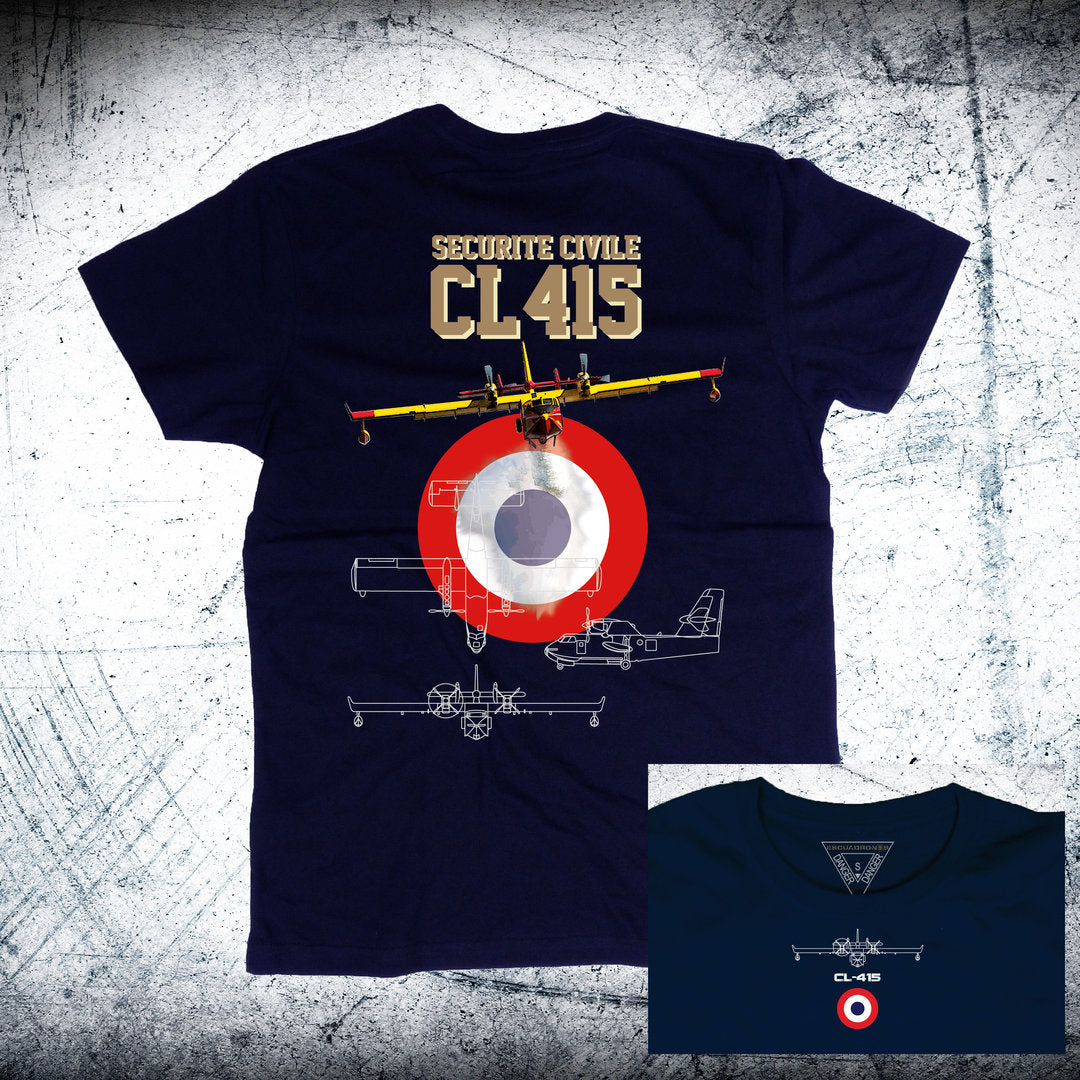 Camiseta BOMBARDIER CL-415 SECURITE CIVILE Escarapela atrás