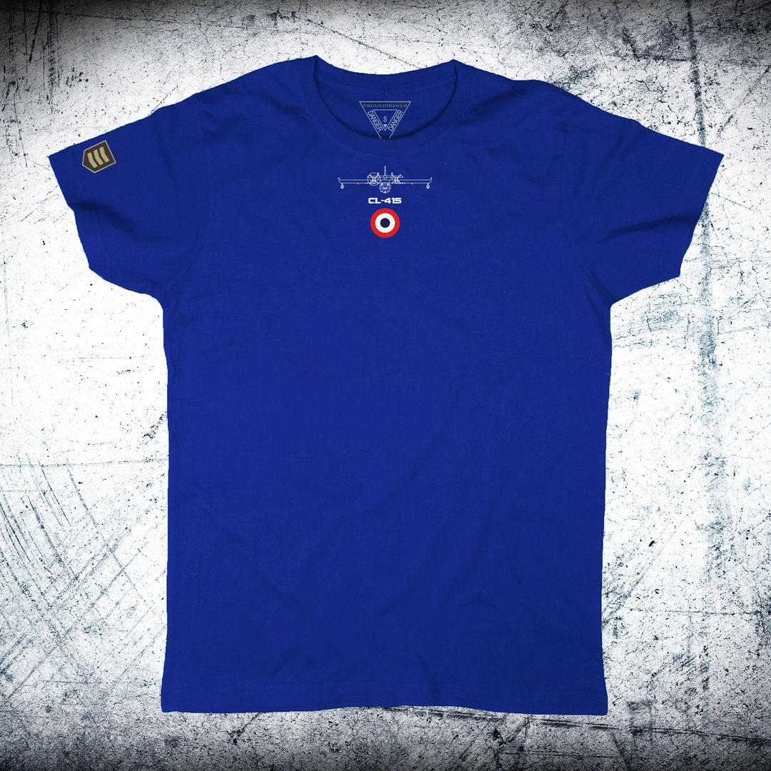 Camiseta BOMBARDIER CL-415 SECURITE CIVILE Escarapela y avión en cuello