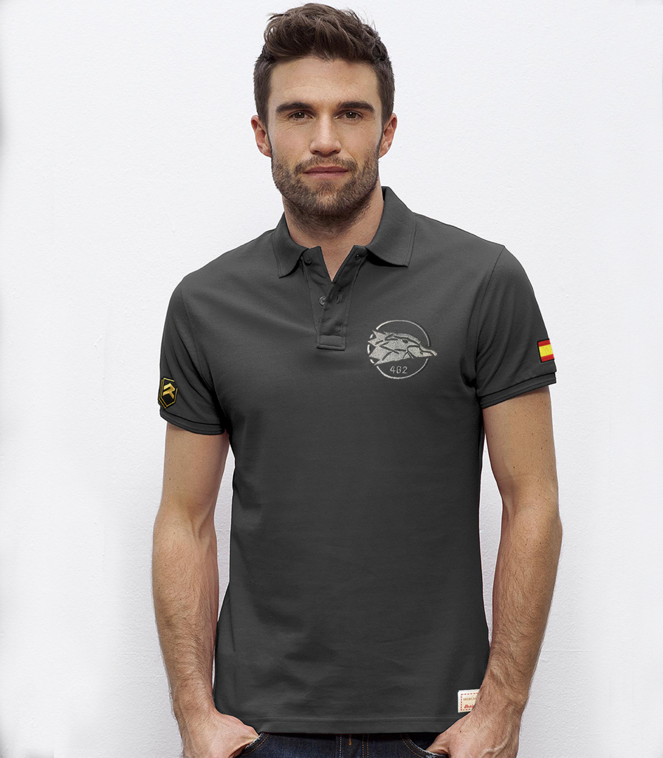 Polo Halcón Ala 46 con emblema bordado algodón orgánico piqué Ejército del Aire
