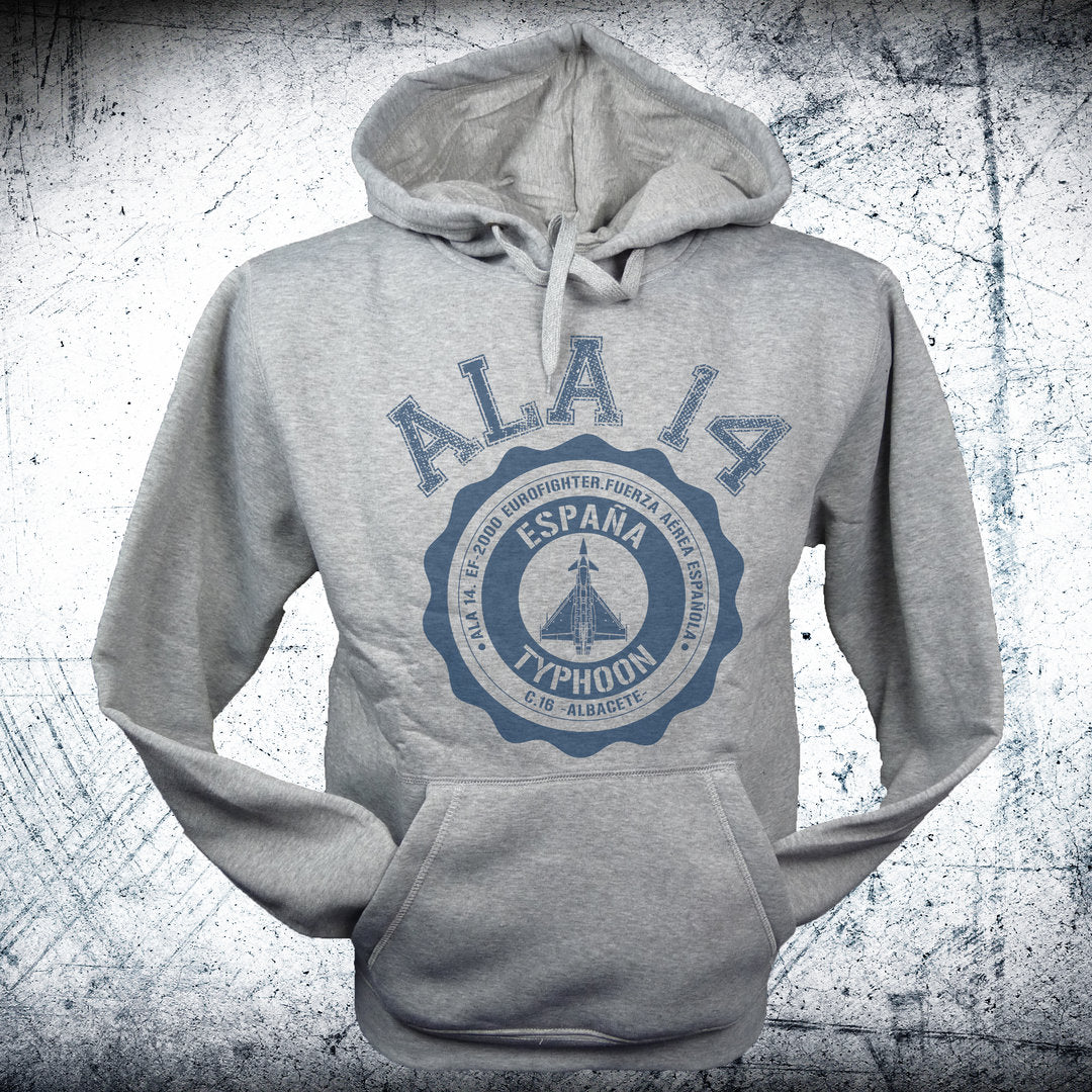 Sudadera Ala 14 Medallón con emblema oficial de la unidad de caza Eurofighter Typhoon del Ejército del Aire español
