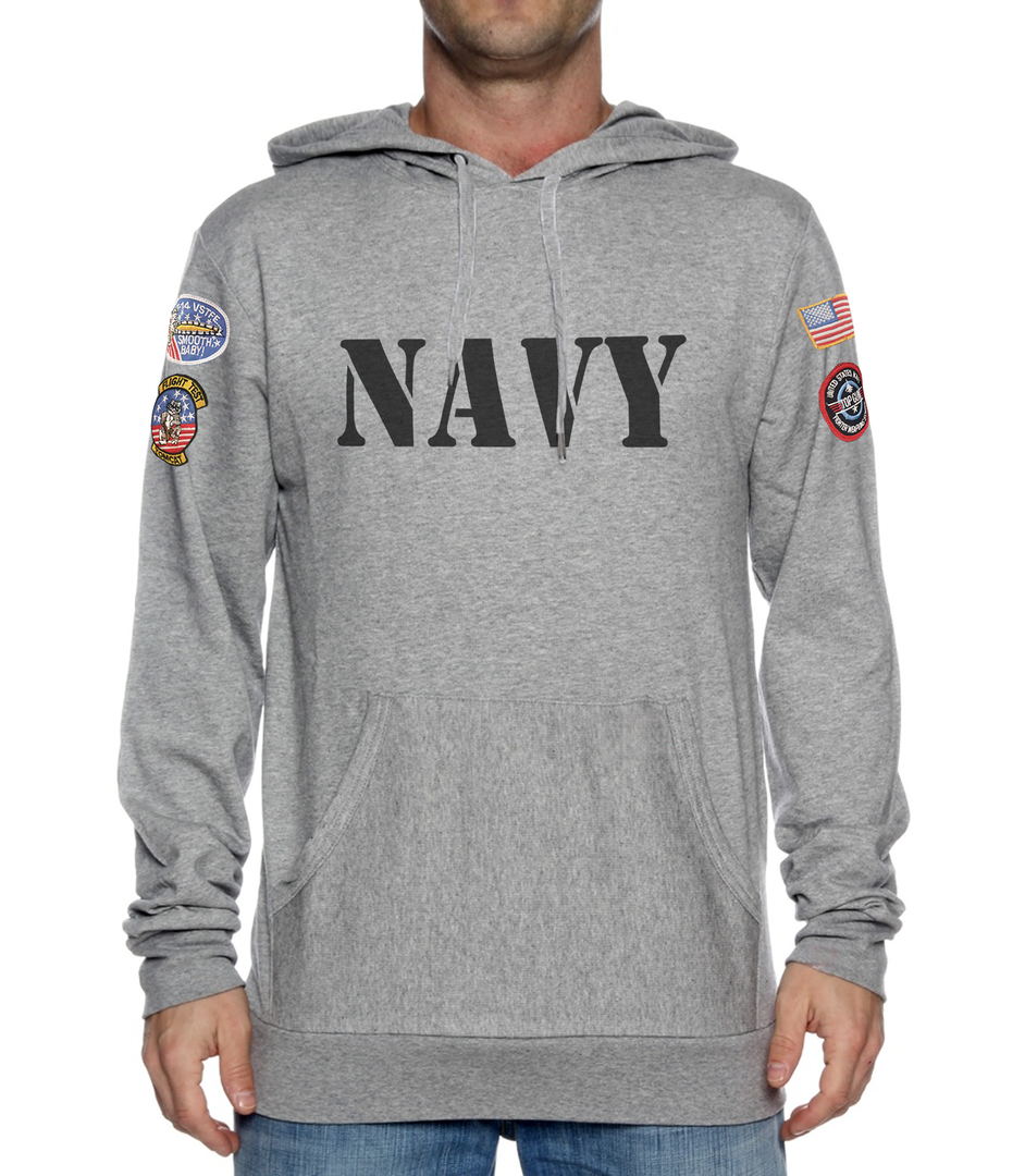 Sudadera F-14 Tomcat Patches con parches bordados en las mangas e impresión NAVY del legendario caza naval
