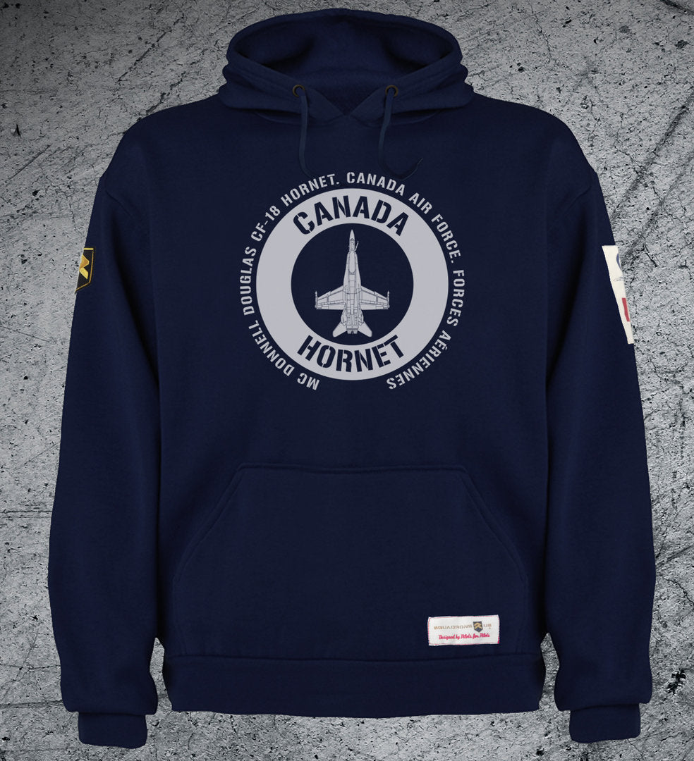 Sudadera Hornet Canada con medallón CF-18 y parche oficial de la Fuerza Aérea Canadiense
