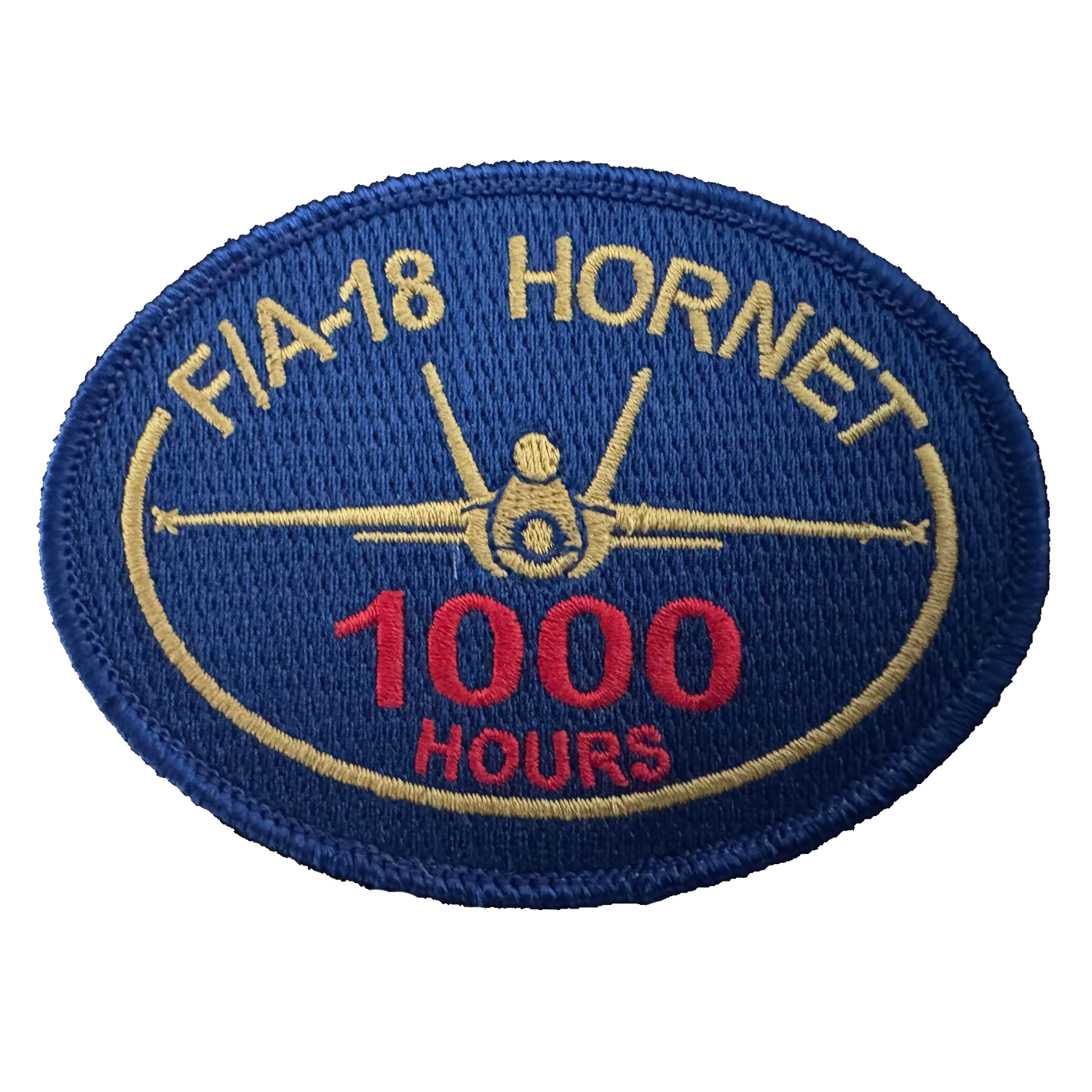 Parche bordado 1000 horas F/A-18 Hornet 9,5x7cm velcro - Distintivo experiencia piloto Ejército del Aire español