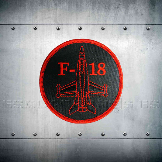 Parche F-18 Rojo FONDO NEGRO.