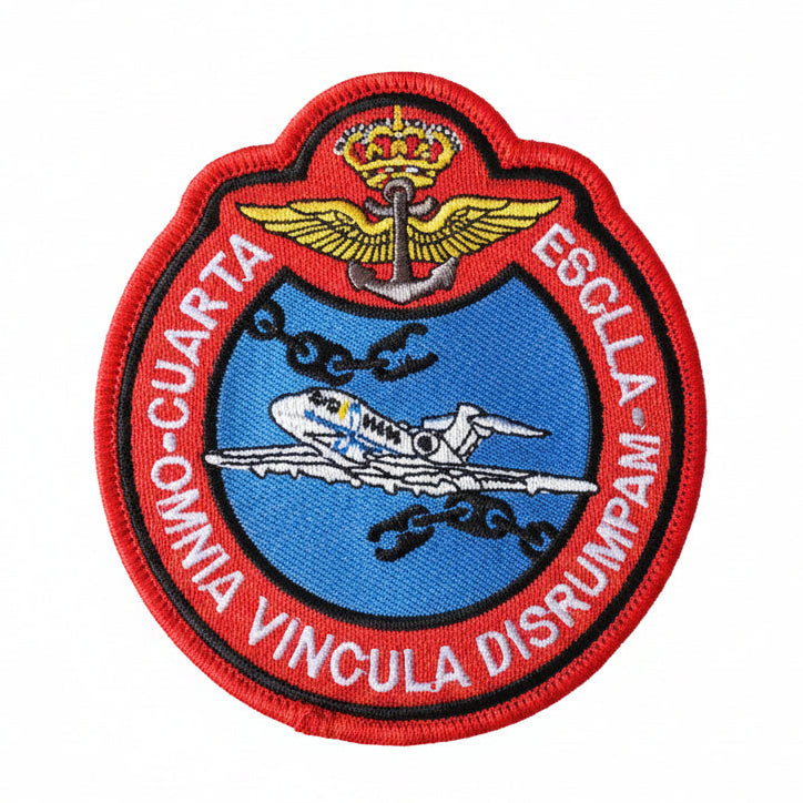 Parche bordado 4ª Escuadrilla Cessna Citation - Emblema con bordado de alta densidad y reverso termoadhesivo, 9 cm de diámetro
