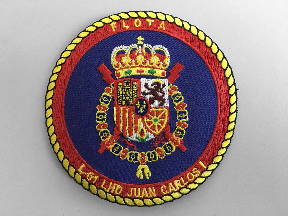 Parche bordado Escudo Flota LHD Juan Carlos I con Trasera termoadhesiva