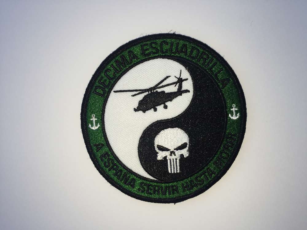 Parche bordado 10ª Escuadrilla calavera verde con velcro